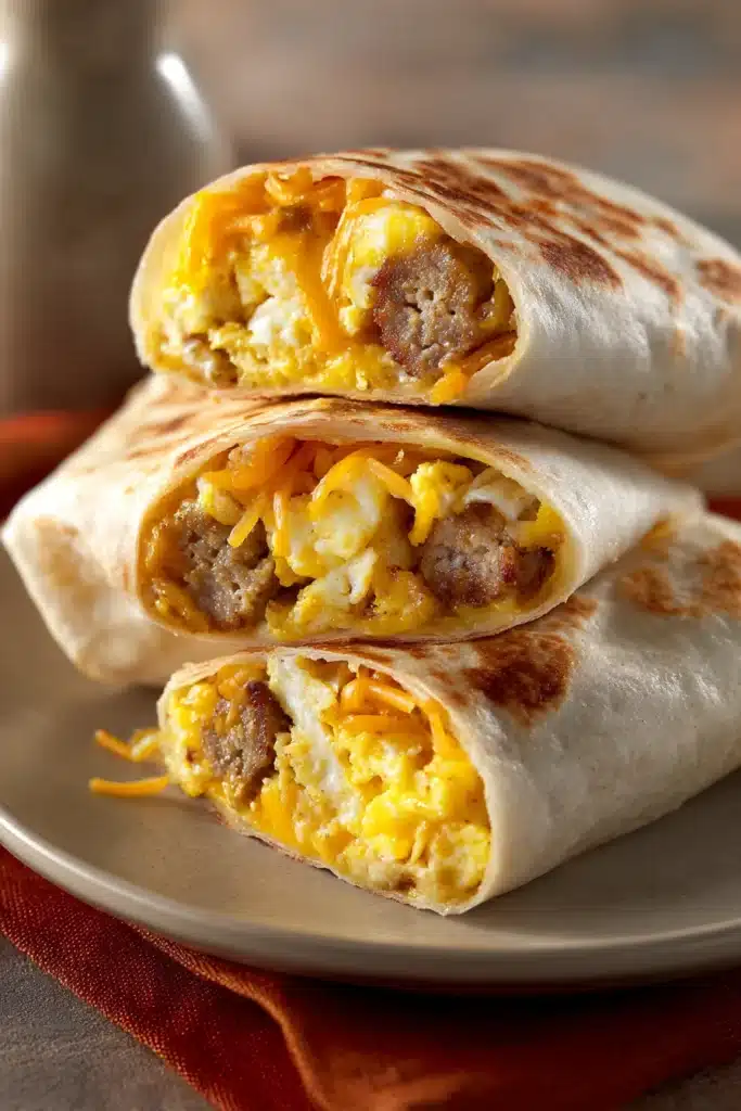 Close-up of Breakfast Crunchwraps with Eggs, featuring a warm and appetizing presentation.