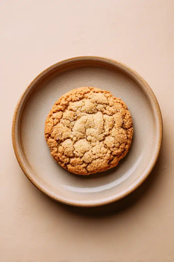 Close-up of a chewy cookie without brown sugar on a clean white background