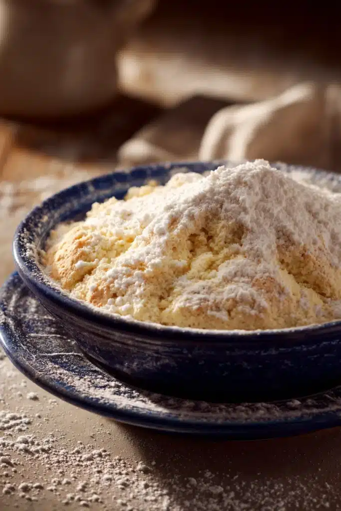 Close-up of freshly baked bread without yeast on a wooden surface