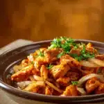 Close-up of Chicken Tinga with vibrant colors and appetizing presentation.