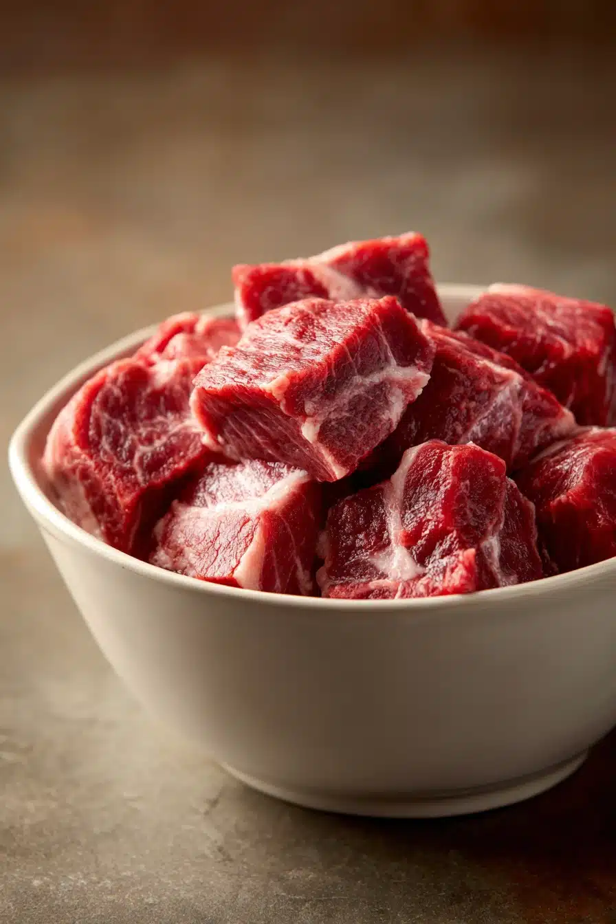Close-up of a hearty slow cooker beef tallow dish with rich textures and warm lighting.