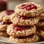 Close-up of oatmeal jam cookies with a clean background