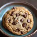 Close-up of banana bread chocolate chip cookies on a white plate with a clean background