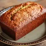 Close-up of freshly baked banana bread on a wooden board, perfect for gifting.