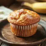 Close-up of freshly baked banana muffins on a white background