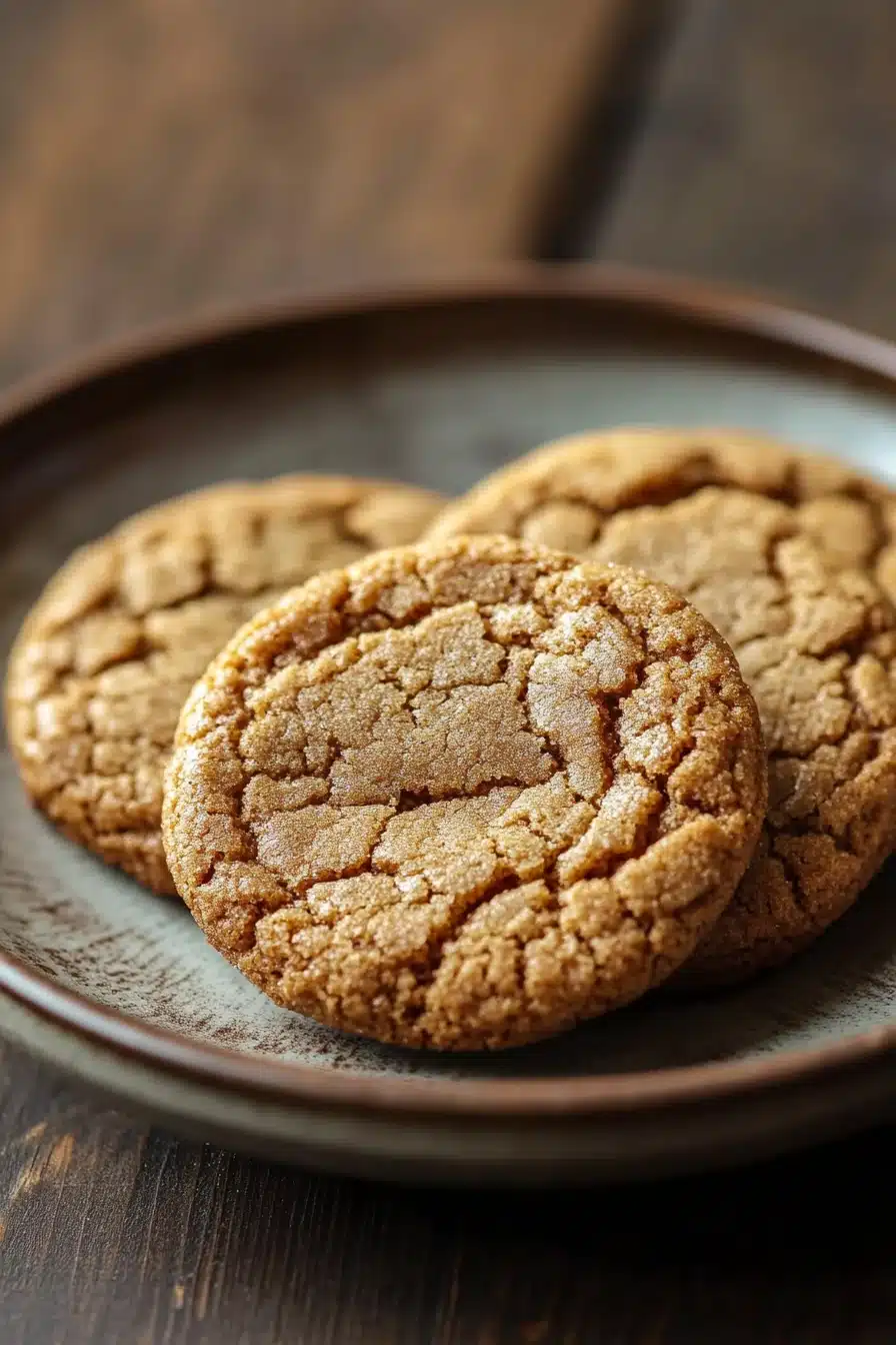 Close-up of chewy cookie butter cookies with a golden brown texture on a clean background.