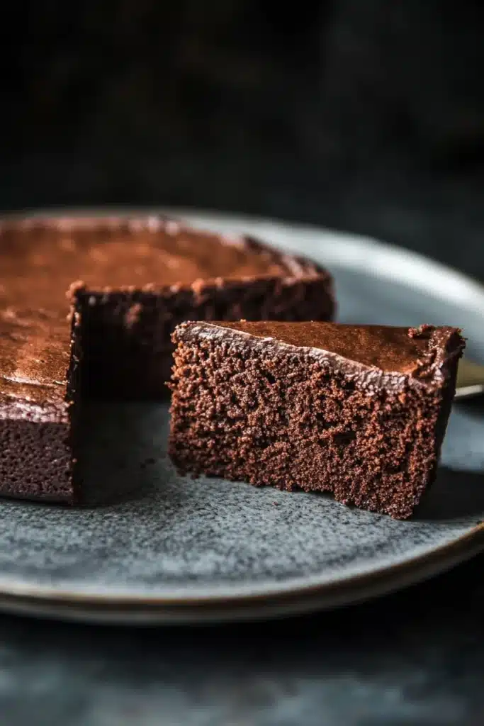 Close-up of a chocolate cake with rich textures and minimal background, showcasing chocolate cake hacks.
