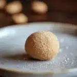 Close-up of cookie dough with visible peanut butter swirls on a clean background