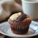 Close-up of muffin bicolore allo yogurt with a clean background