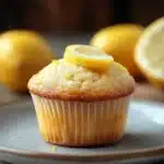 Close-up of freshly baked muffin limone yogurt with a clean background