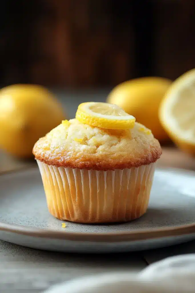 Close-up of freshly baked muffin limone yogurt with a clean background