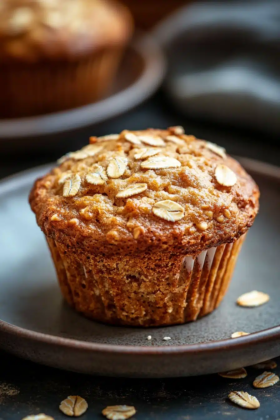 Close-up of protein muffin powder with a bright and appetizing presentation
