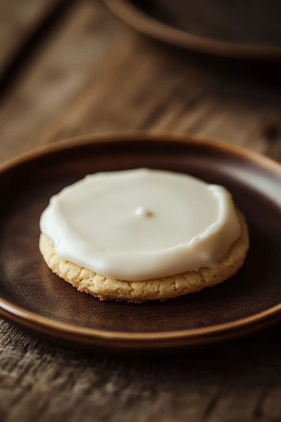 Close-up of shortbread cookies with icing on a clean background