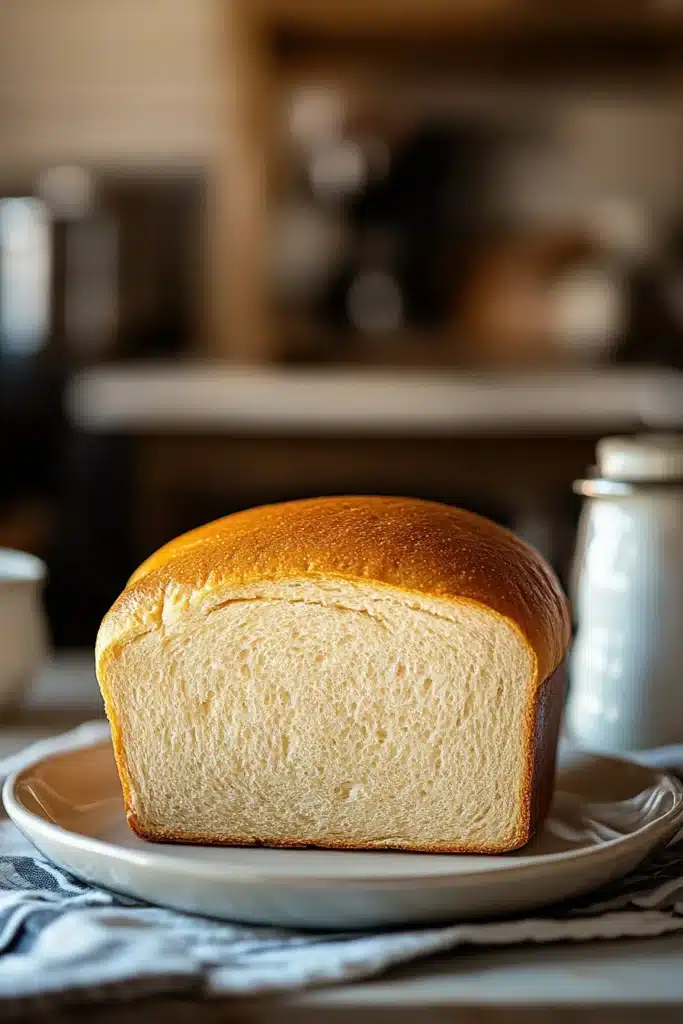 Close-up of gluten-free sandwich bread with a golden crust on a clean background