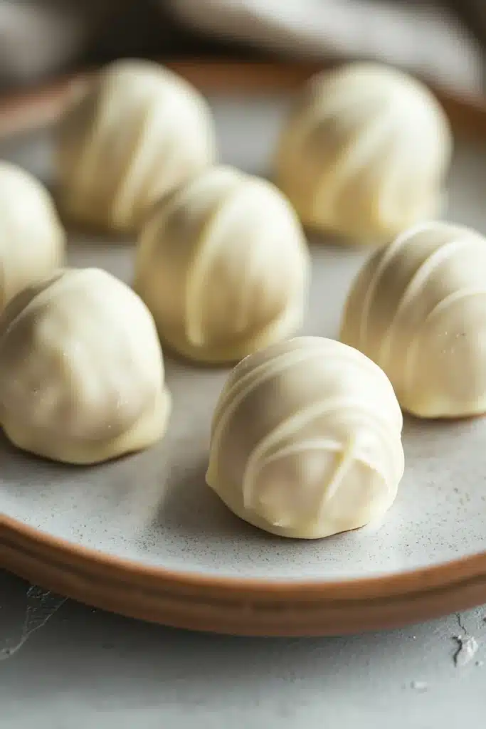 Close-up of vanilla cake truffles on a clean, bright background.
